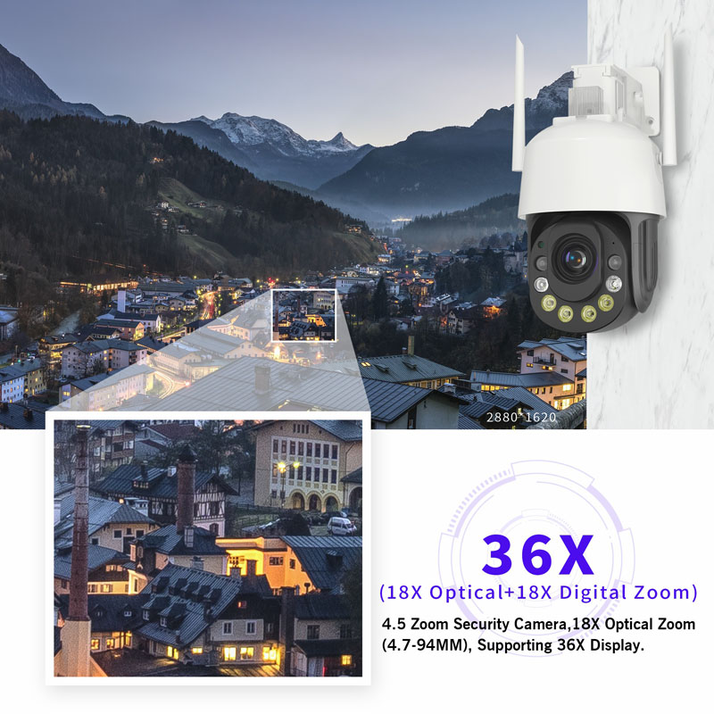 Security Camera Outdoor 30X Optical Zoom Camera WiFi Wireless 5MP IP Camera Night Vision Auto Tracking Human Detection
