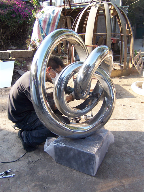 Circle Mirror Metal Modern Indoor Sculptures Abstract Stainless Steel