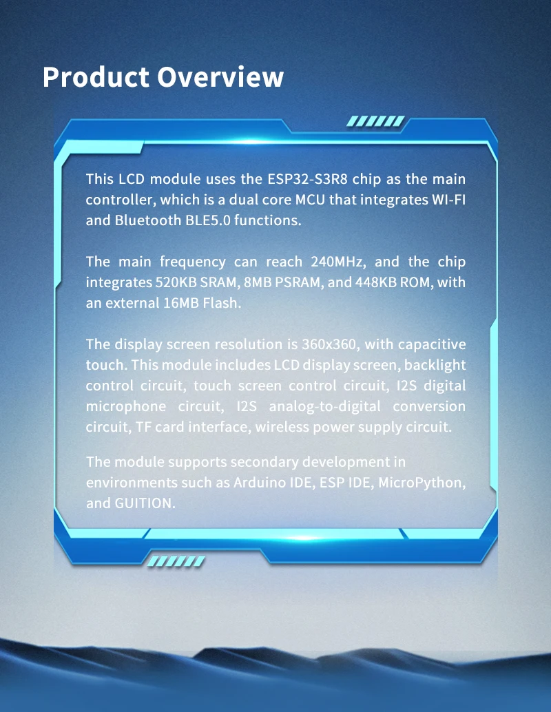 1W 360*360 RGB HMI LCD Touch Display Module With -20~70 Degree C Operating Temperature
