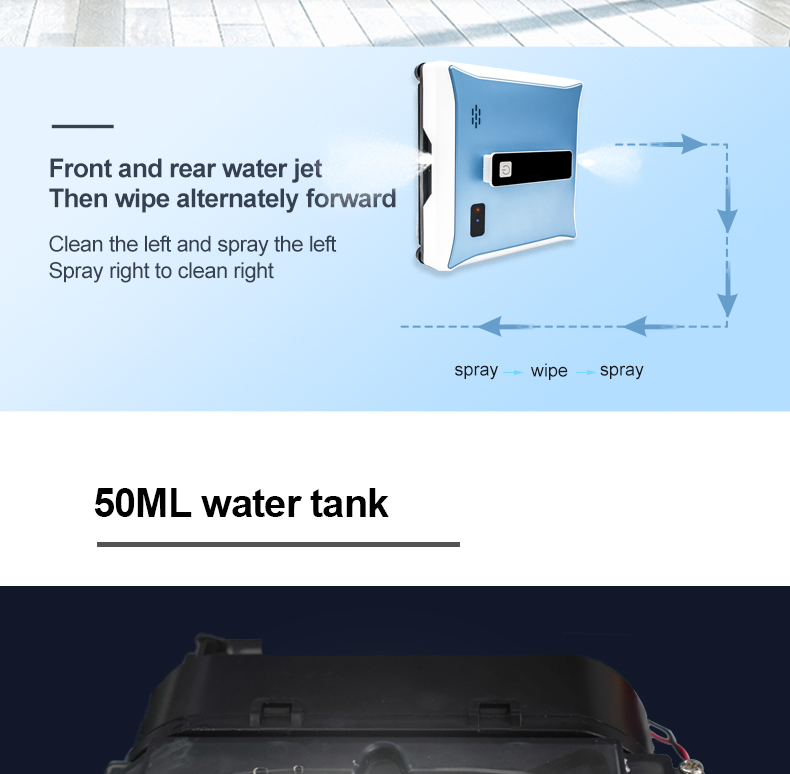 Smooth Window Washing Robot 65DB 72W High Rise Window Cleaning Robot