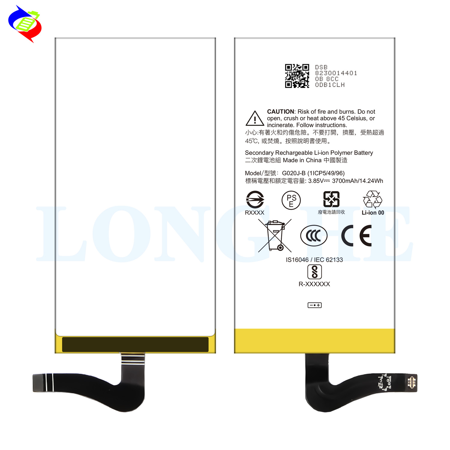 Black Li-ion Polymer Battery G020J-B for Google Pixel 4XL Mobile Phone 3700mAh 3.85V