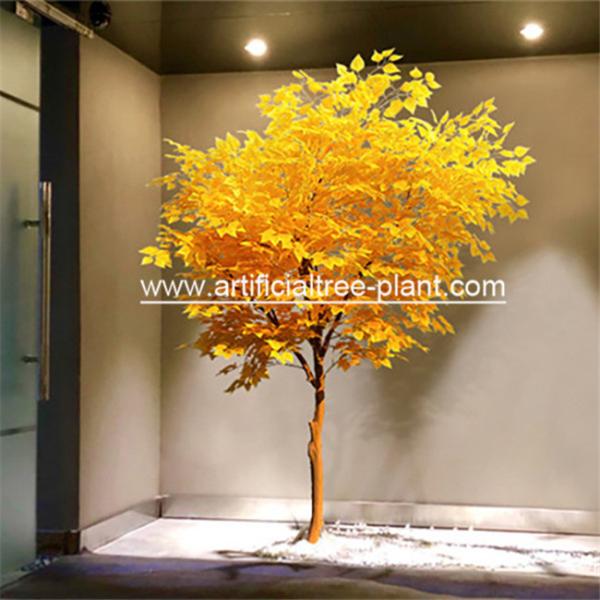 Plastic Plant Yellow Leaves Artificial Evergreen Trees / Restaurant Decor Fake