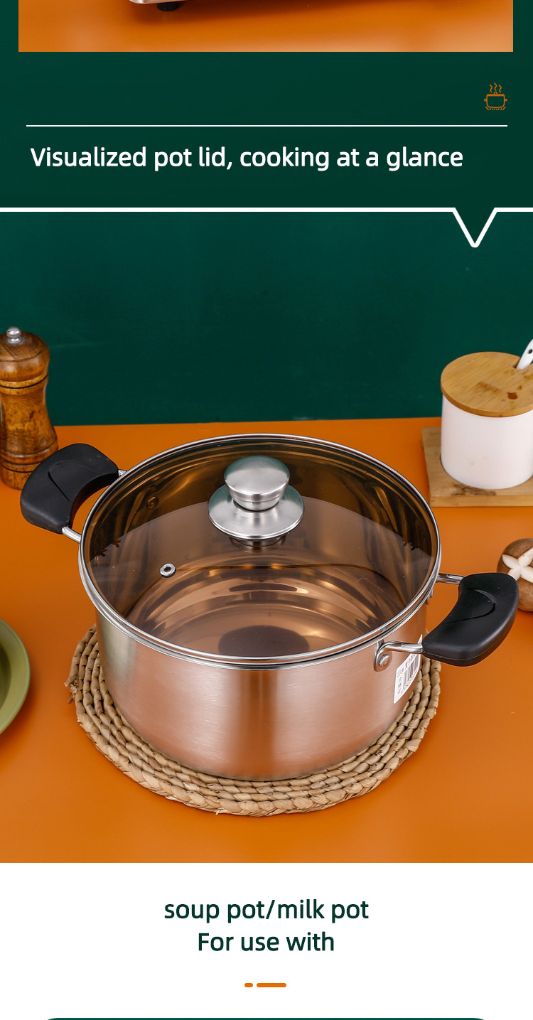High Quality Home Kitchen Cooker Pasta Pot Stainless Steel Soup Stock Pot Induction Cooking Pot With Lid