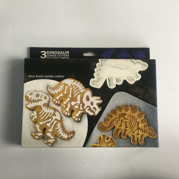 3 Pieces Set Skeleton Dinosaur Cookie Cutters , Stampers Cake Decoration Molds