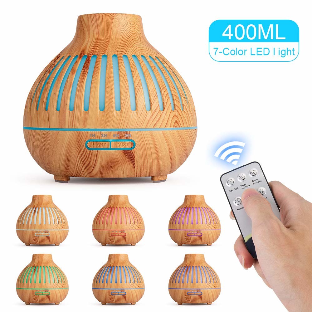 10W 400ML Wood Grain hollow Aromatherapy Humidifier