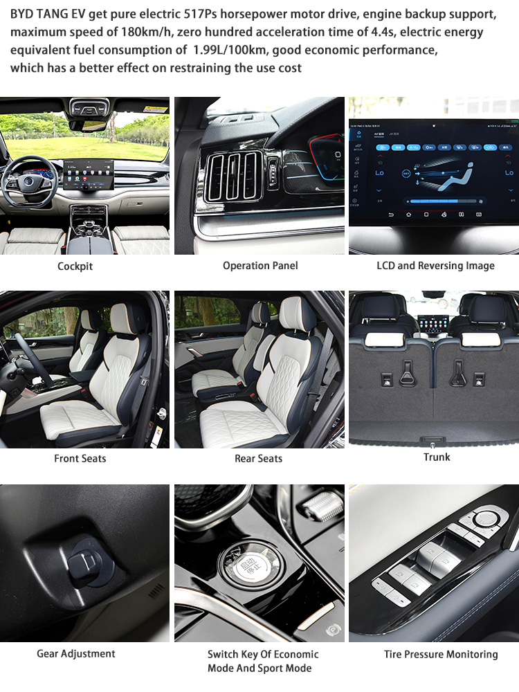 White Fully Electric SUV 635km Luxury Midsize SUV BYD Tang Flagship