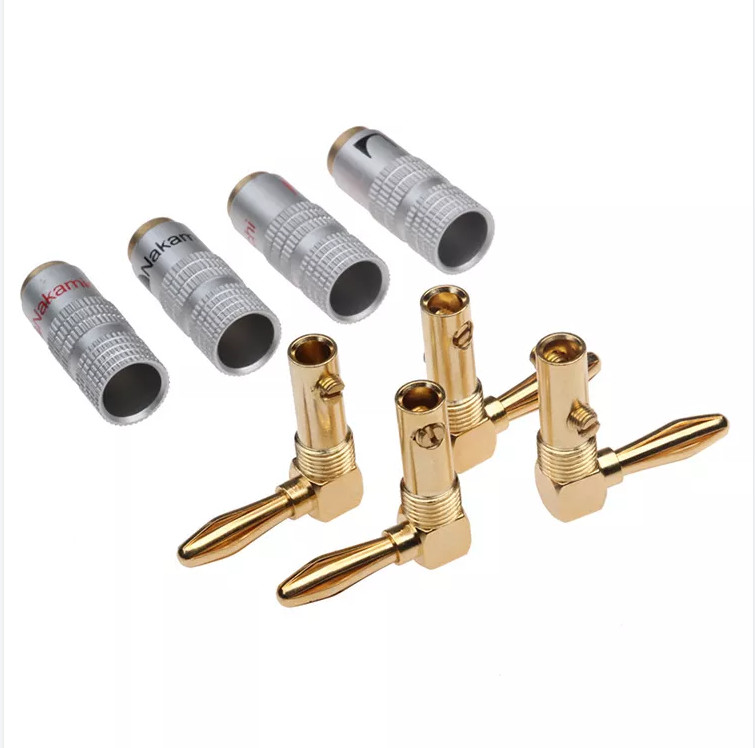 Hexie Right Angle Nakamichi Banana Plugs Jack Silver Color Multiscene