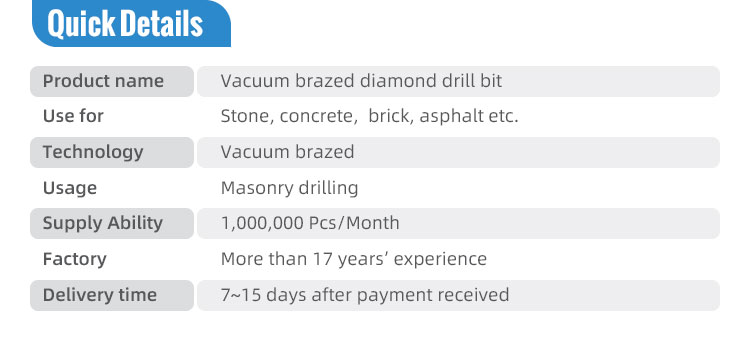 Plain Finish D60mm Vacuum Brazed Core Bit for Precise and Drilling in Tough Materials