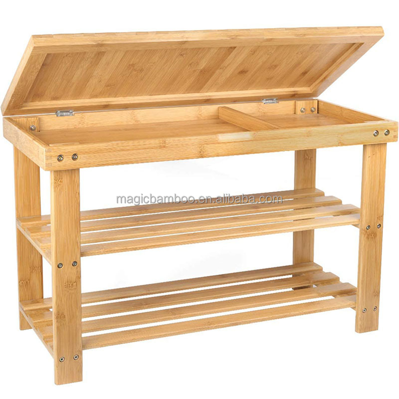 Other Home Storage Shoe Rack Storage Bench Bamboo Organizer with Storage Drawer on Top