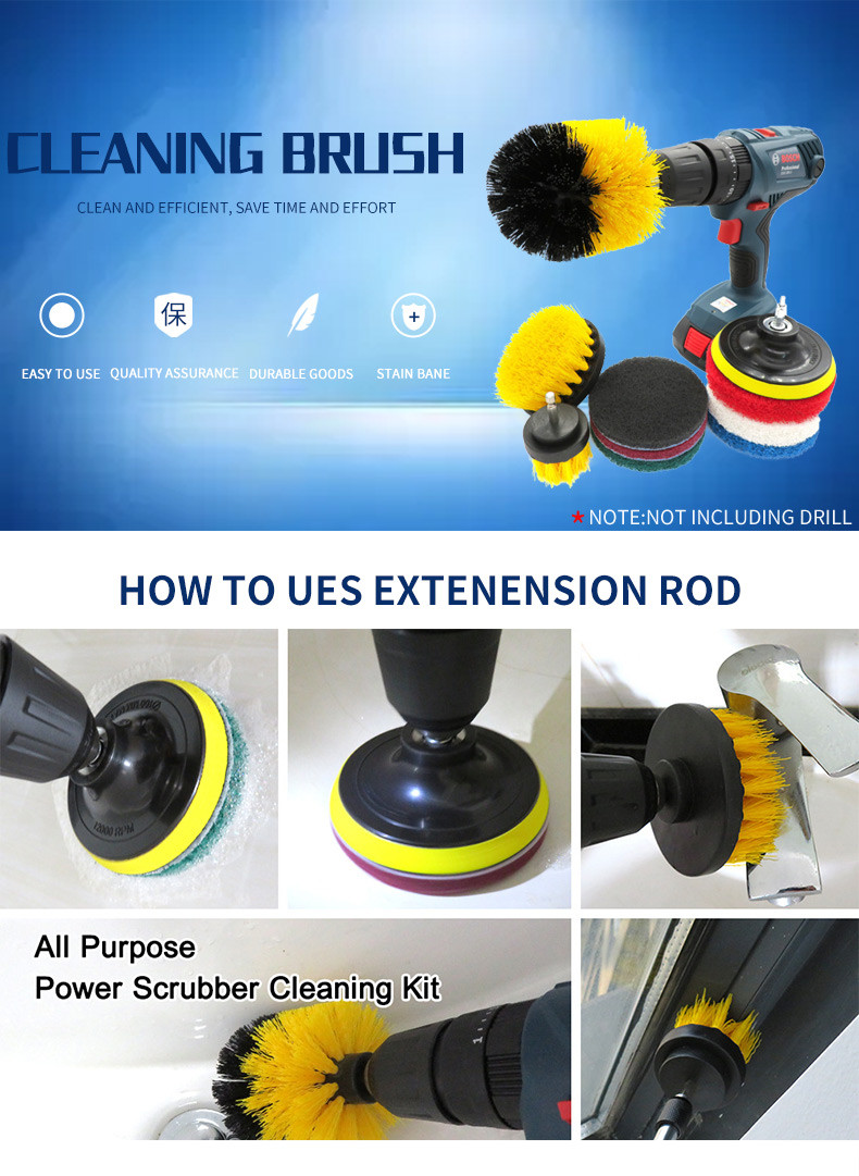 10pcs drill brush attachment for cleaning Carpet Leather Sofa Wooden Furniture