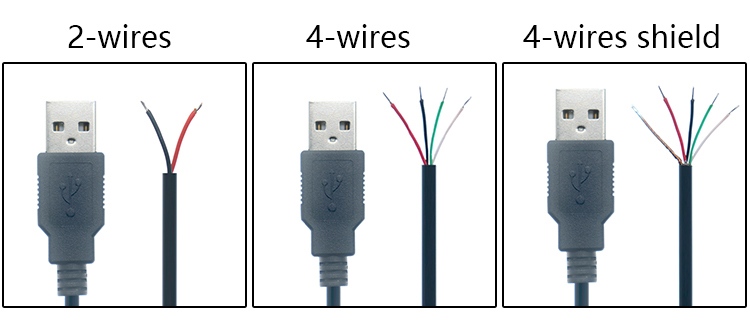 5V USB to Open Stripped Tinned Bare Wires End Pigtail Power Charger Cable for LED Strip Light Lamp