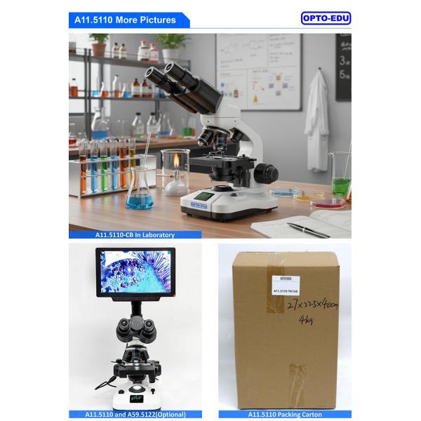OPTO-EDU A11.5110 Student Microscope with Dual LED Light Source Digital Screen and Full Metal Body for Educational Use