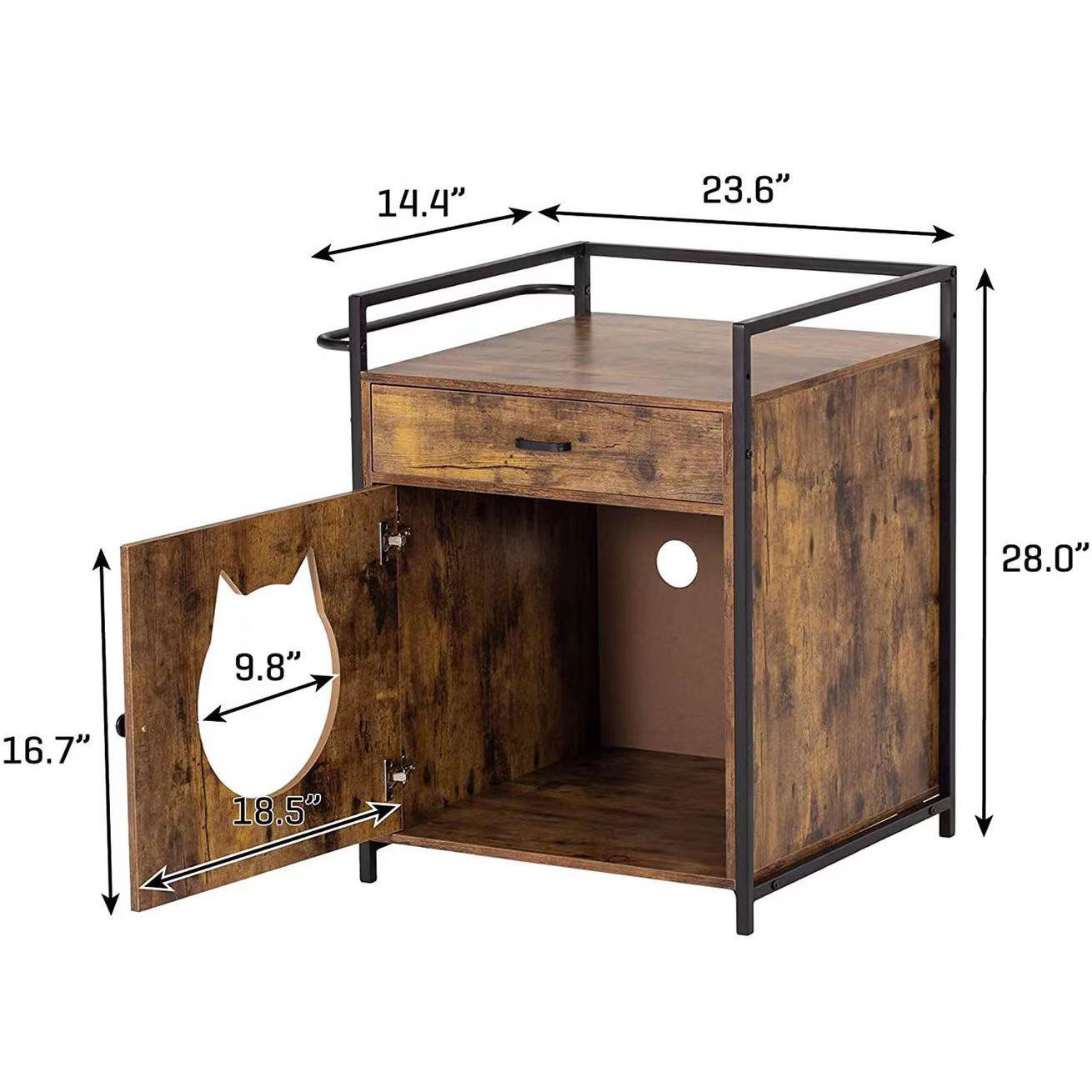 Solid Wood Cat Furniture Enclosed Cat Wood Litter Box 15mm E1 Grade