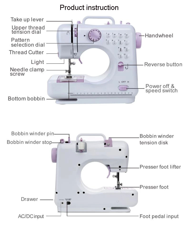 Easy-to- ABS Metal Household Sewing Machine 505 Domestic Portable Mini Sewing Machine