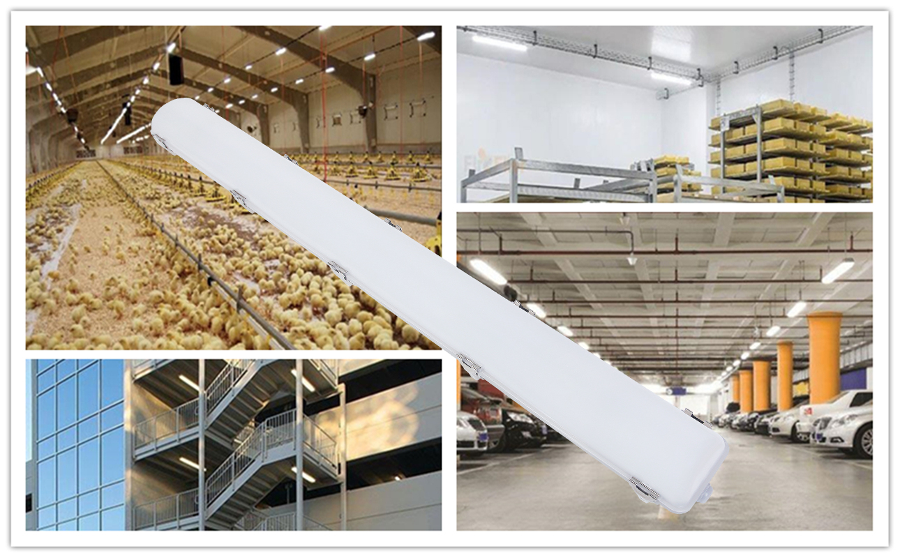IP66 Waterproof Linear 65W Warehouse LED Vapor Tight Light Energy for Indoor Dairy Farm