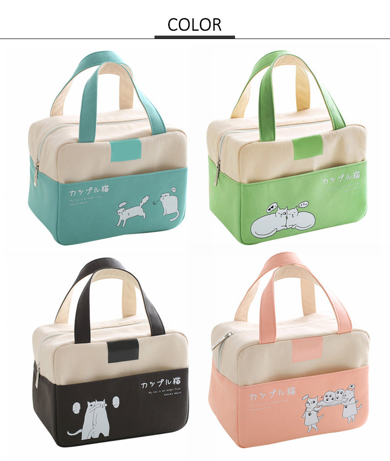 Portable Children Waxed Canvas Insulated Cooler Lunch Box