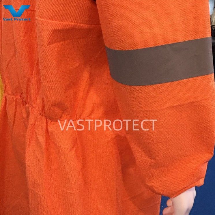 Customized Factory SMS 50GSM Protective Coveralls Orange Disposable Suit