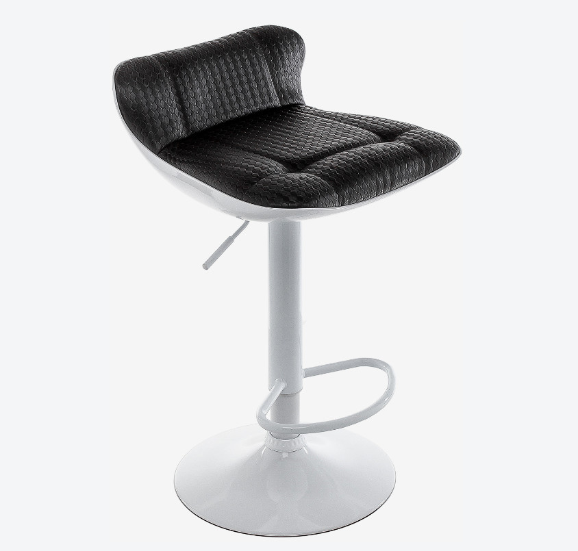 White Color PU Kitchen Bar Stools Adjustable Ergonomic Design Back Support Low Back