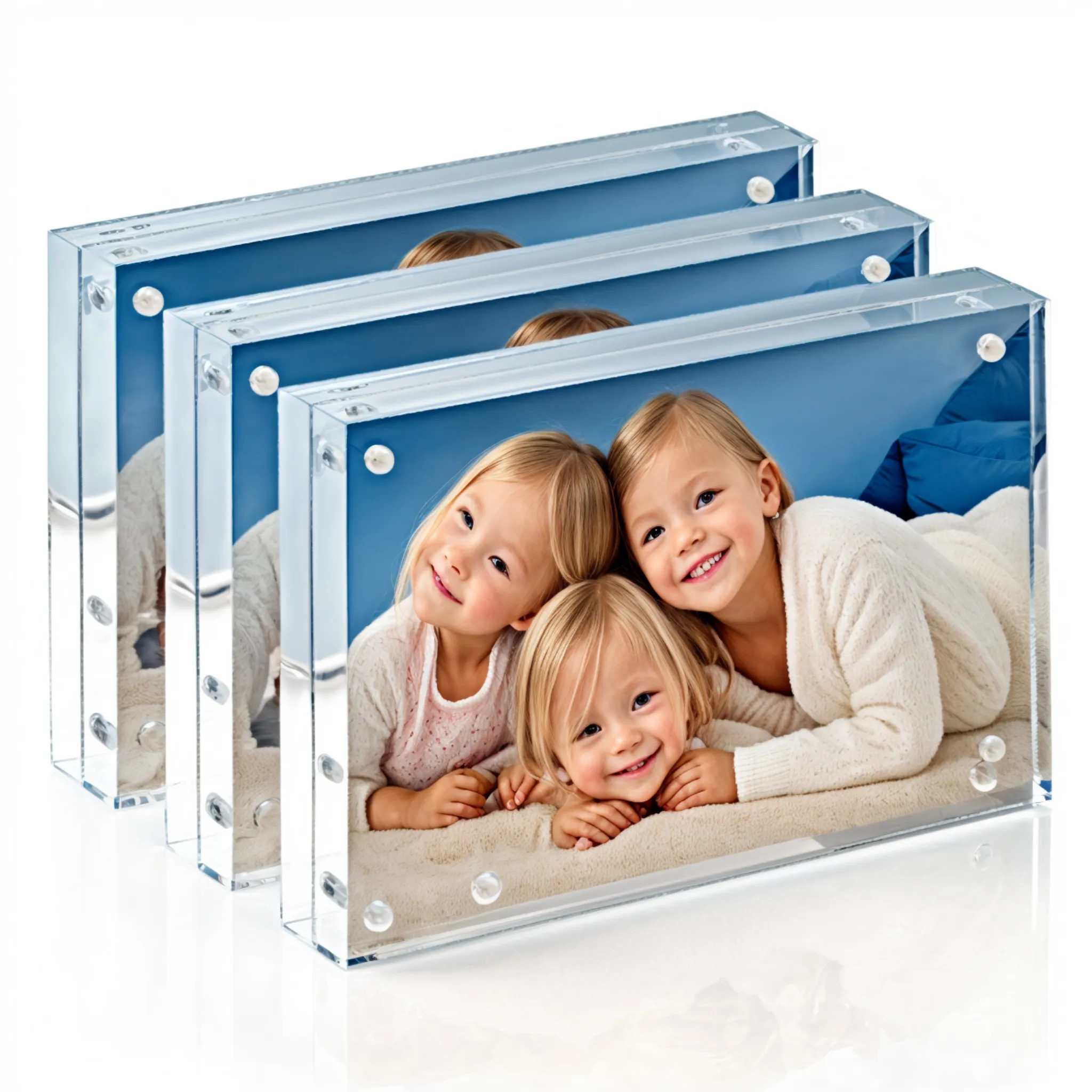 8.5'' X 11'' Modern Acrylic Photo Frame Free Standing Assembled With Metal Pegs