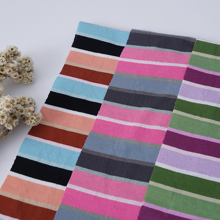 Absorb Sweat And Refresh Striped Cotton Fabric For T - Shirt High Durability