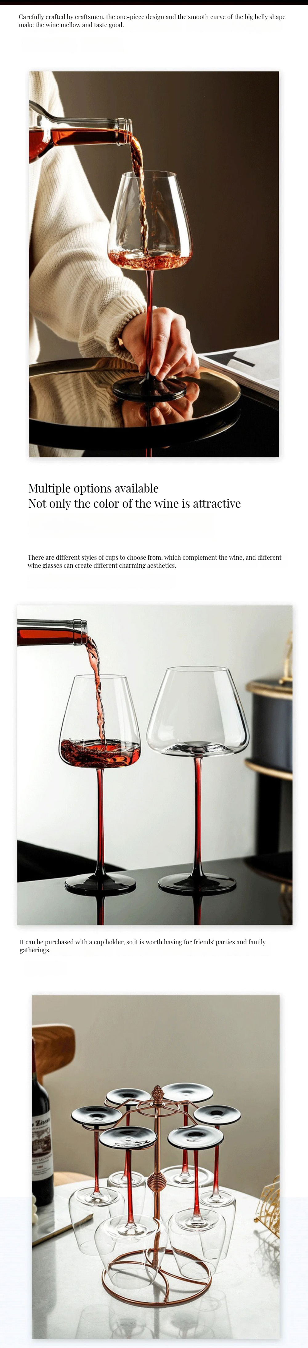 Clear Bottom Wedding Decoration Crystal Wine Glasses Set with Handmade Creative Design