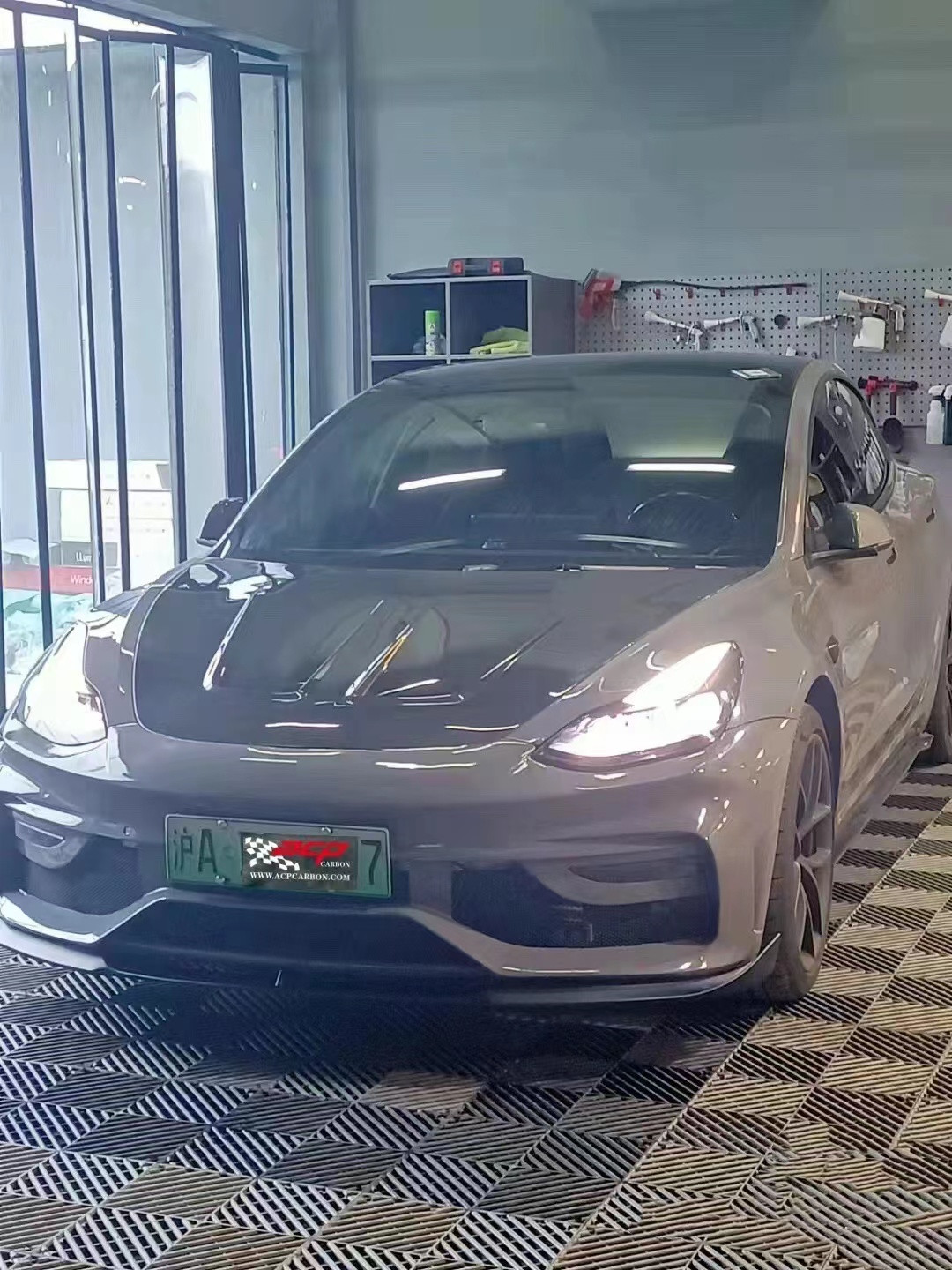 FPR 2019 Spoiler For Tesla Model 3 Body Kit 2022 ACP Style Front And Rear Bumper
