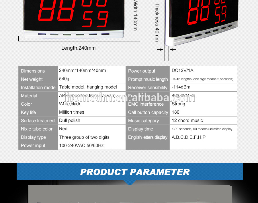Wireless service device Table buttons Nursing call system