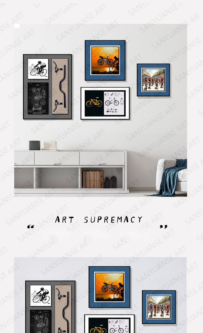 Glass Crystal COATING Contemporary Modern 3D Bicycle Wall Art for Stylish Living Room
