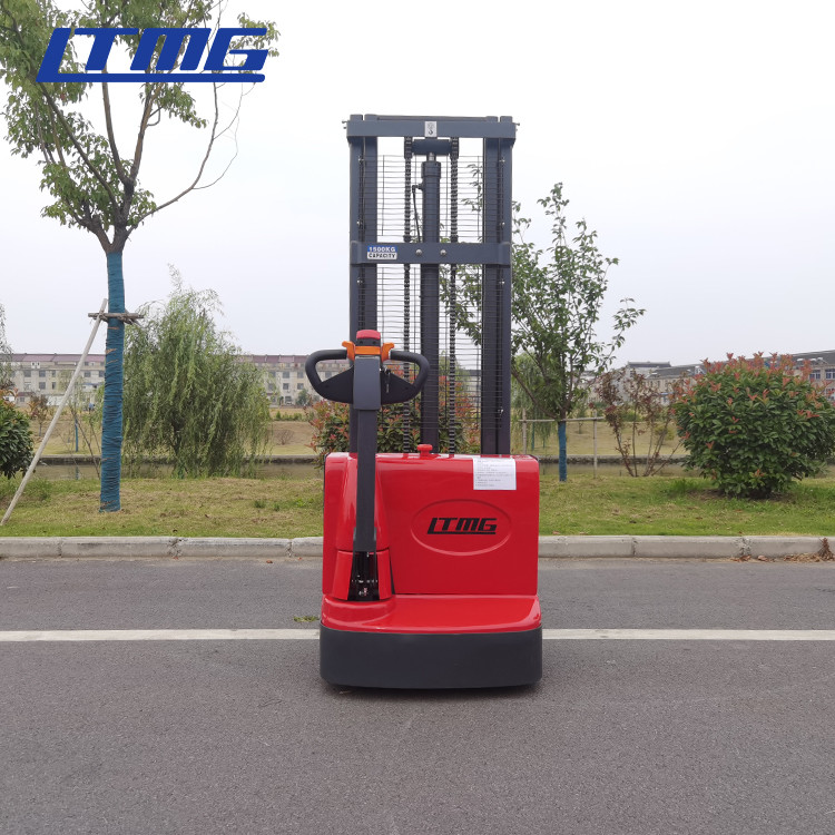 High quality red walkie type electrical forklift stacker 5.75 meter height paintl machine auto stacker