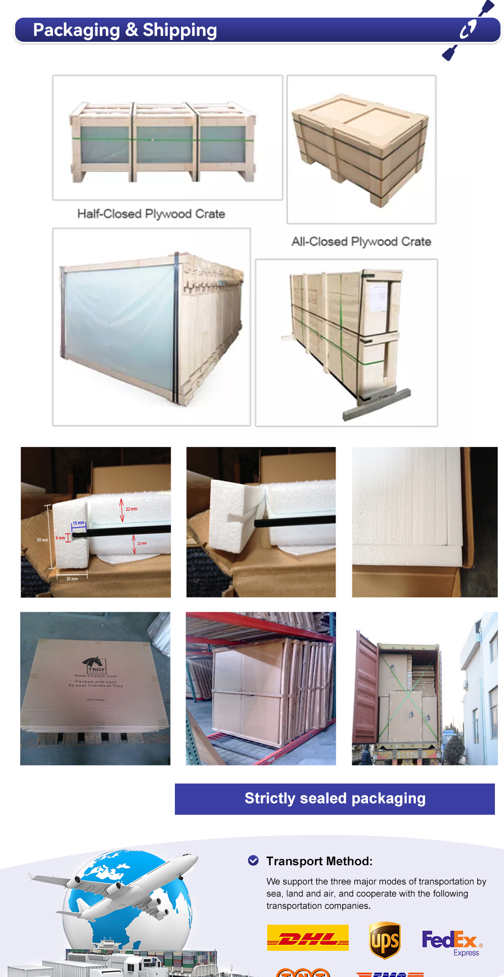 Industrial Wall Mounted Fanshaped Rectangle Tempered Glass Shelves for Bathroom
