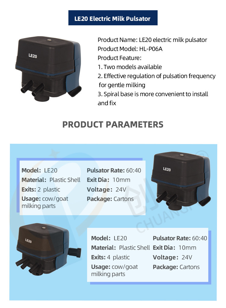 High Productivity Electric Milking Machine Pulsator LE20 4 Ports With Interpulse Technology
