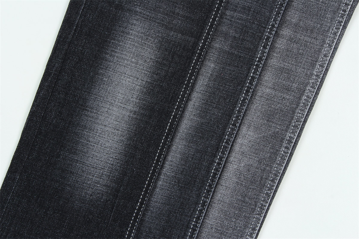 190 Cm Ring Slub Sulfur Black Stretch Denim Fabric For Men Jeans