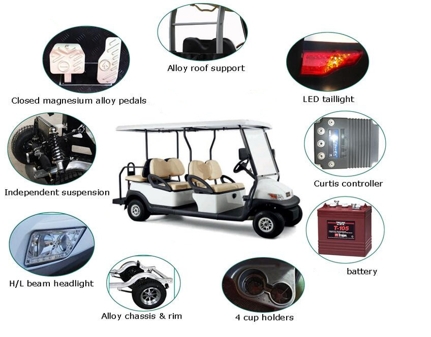 Comfortable Electric Club Car 6 Passenger Golf Cart With 48V Battery CE Certificated