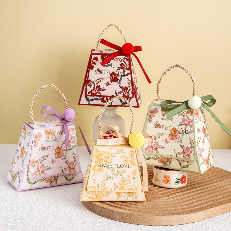 Christmas Square Shopping Candy Logo Printed Paper Bags Custom Order and Shopping Bag