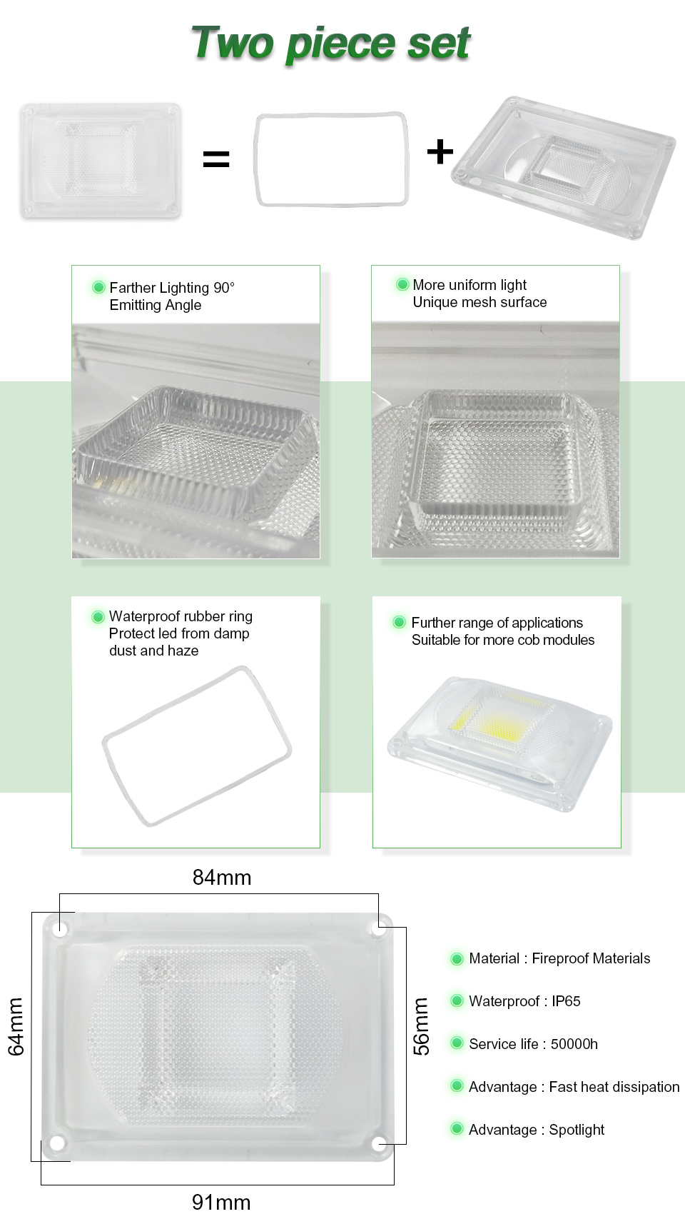 DIY COB Dimming Cob LED Chip Lens Reflector For 20W 30W 50W Spotlight