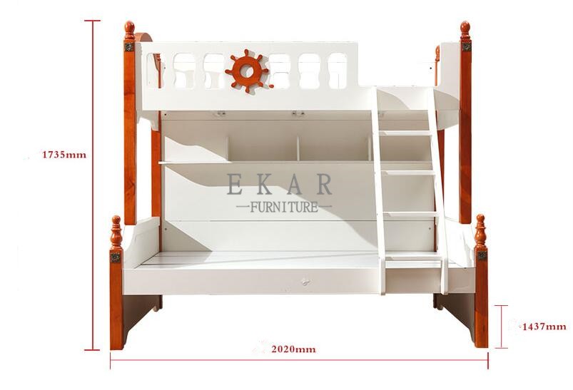 Mediterranean Style Kids Furniture Wooden Storage Children Bunk Bed
