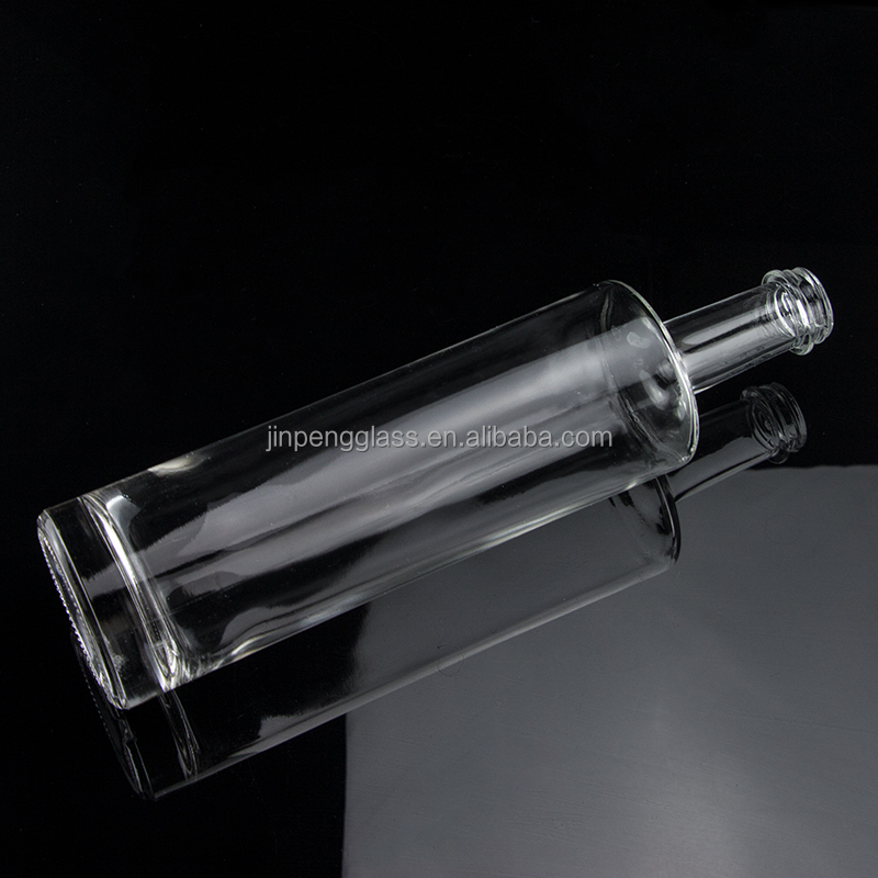 Unique Design 750ml Long Neck Empty Vodka Glass Bottle With Screw Cap Super Flint Glass
