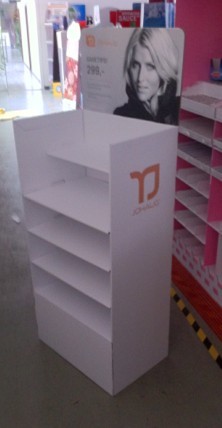 Custom design cardboard display shelf floor standing cardboard display shelves for cosmetics
