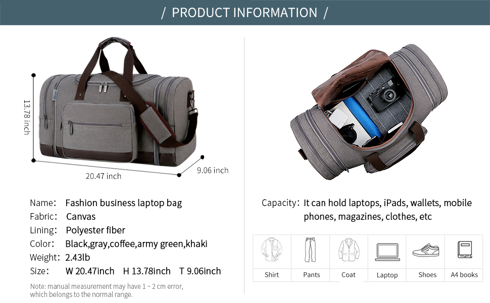 Garment Large Custom Travel Bag Crossbody With Trolley Sleeve BSCI