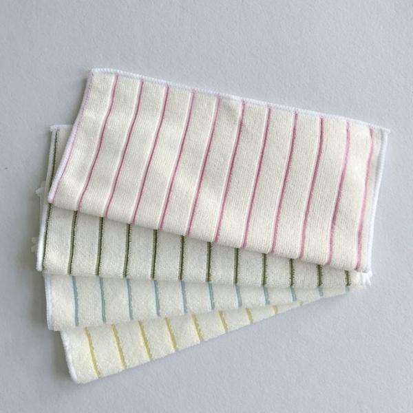 30cm*30cm color stripe cationic kitchen cleaning microfiber cloth，stripe drying polyester towels