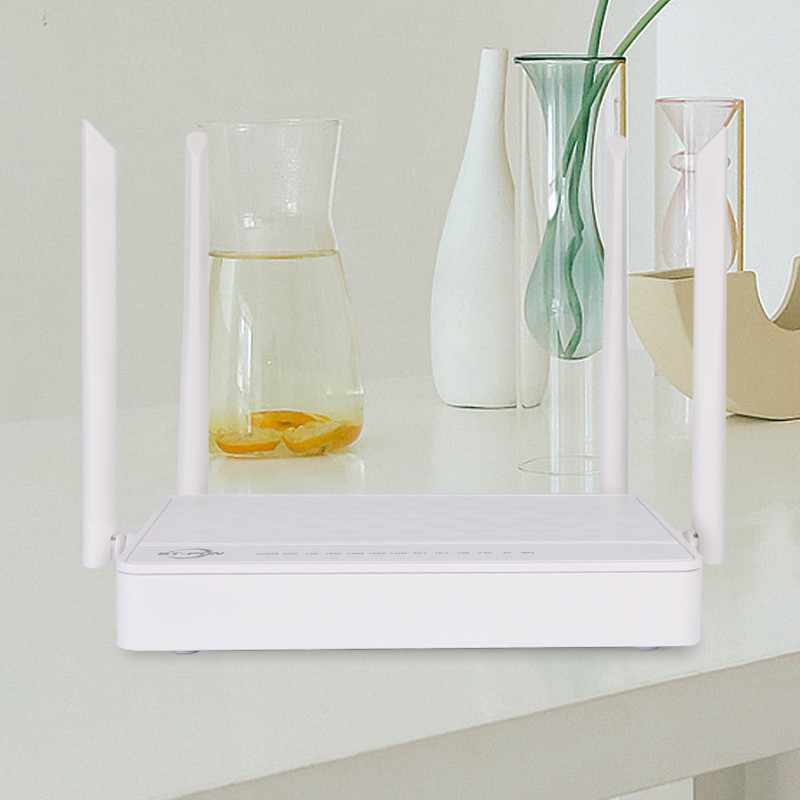 FTTH Wireless 4GE Gepon Dual Band ONU Modem 4pots Voip Wifi Router