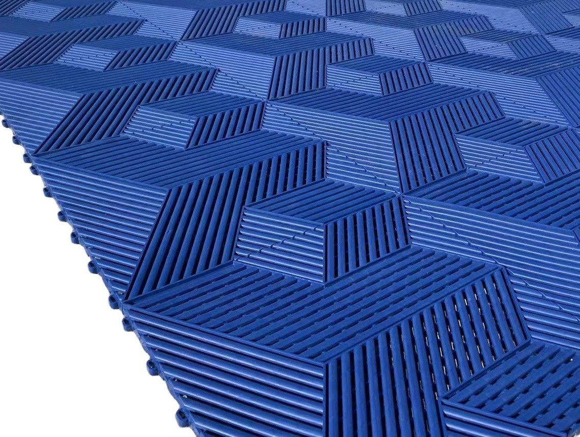Ribbed Epoxy Garage Flooring Tiles with UV Protection and Easy Maintenance