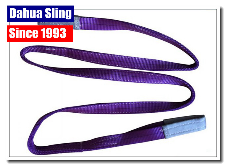 CE GS Purple Duplex Polyester Lifting Slings With Reinforced Lifting Eyes 1 Tonne