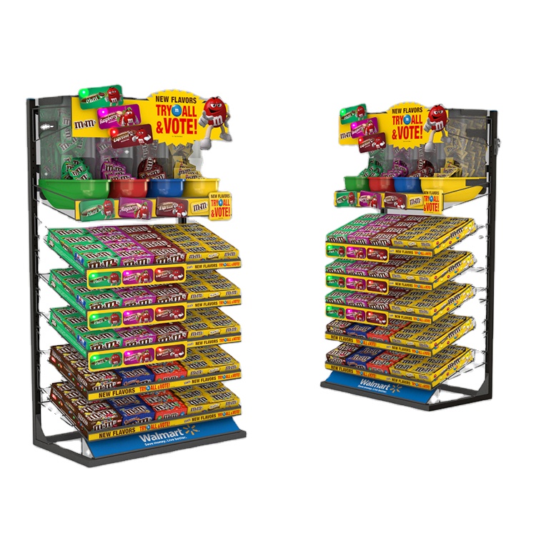 Candy Point Of Sales Displays Store Snack Display Rack With Removable Metal Trays