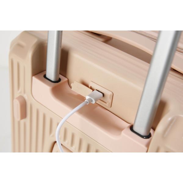 Lightweight Unisex 20-Inch Aluminum ABS Trolley Case with Multi-Function Password Lock USB Charging Interface and Cup Holder