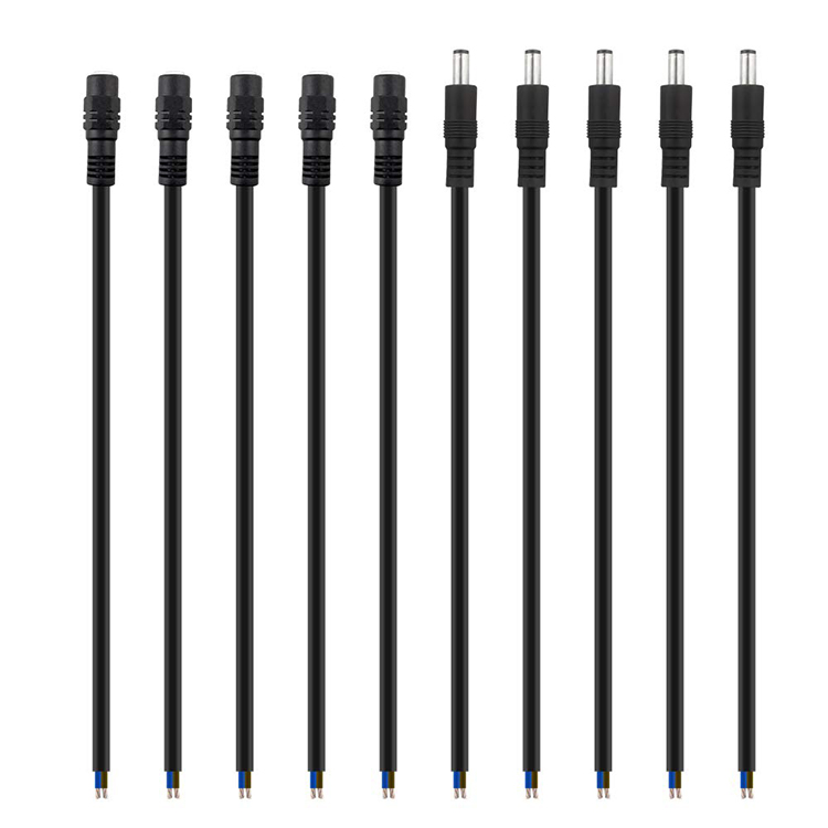Male Female 5.5x2.1mm 5.5x2.5mm 3.5x1.35mm DC Plug Jack Socket to Open Bare Pigtail Wires End Cable for LED CCTV Security Camera
