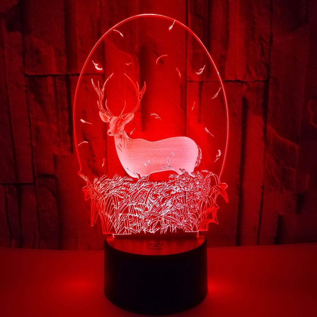 Foreign trade hot sale deer moon 3D night lights LED visual decoration atmosphere gift table lamp