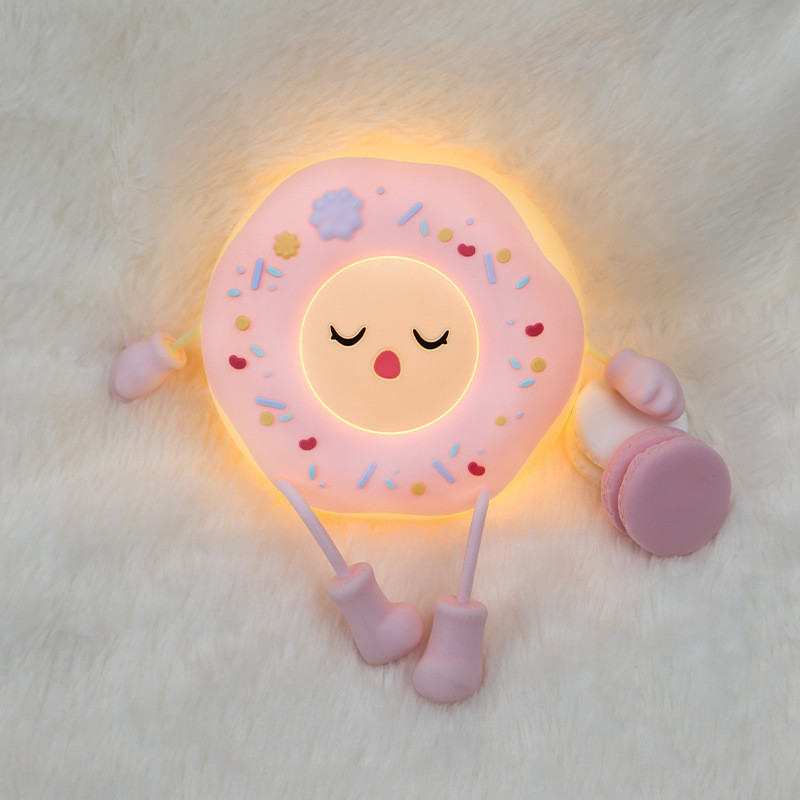MissDonut Lamp Cute Donut Night Light Soft Silicone Lamp Kids Baby Nursery Nightlight LED Touch Light Kids Bedroom Decor