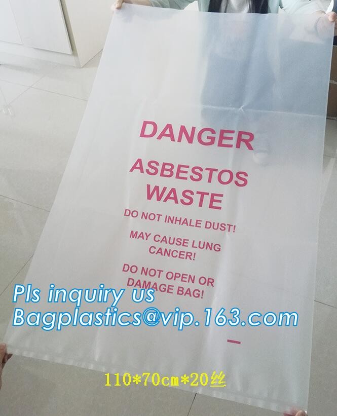PE packing bag for Asbestos fibers, large size thicker LDPE asbestos remove bags, Large Asbestos Waste Removal Bags, pac