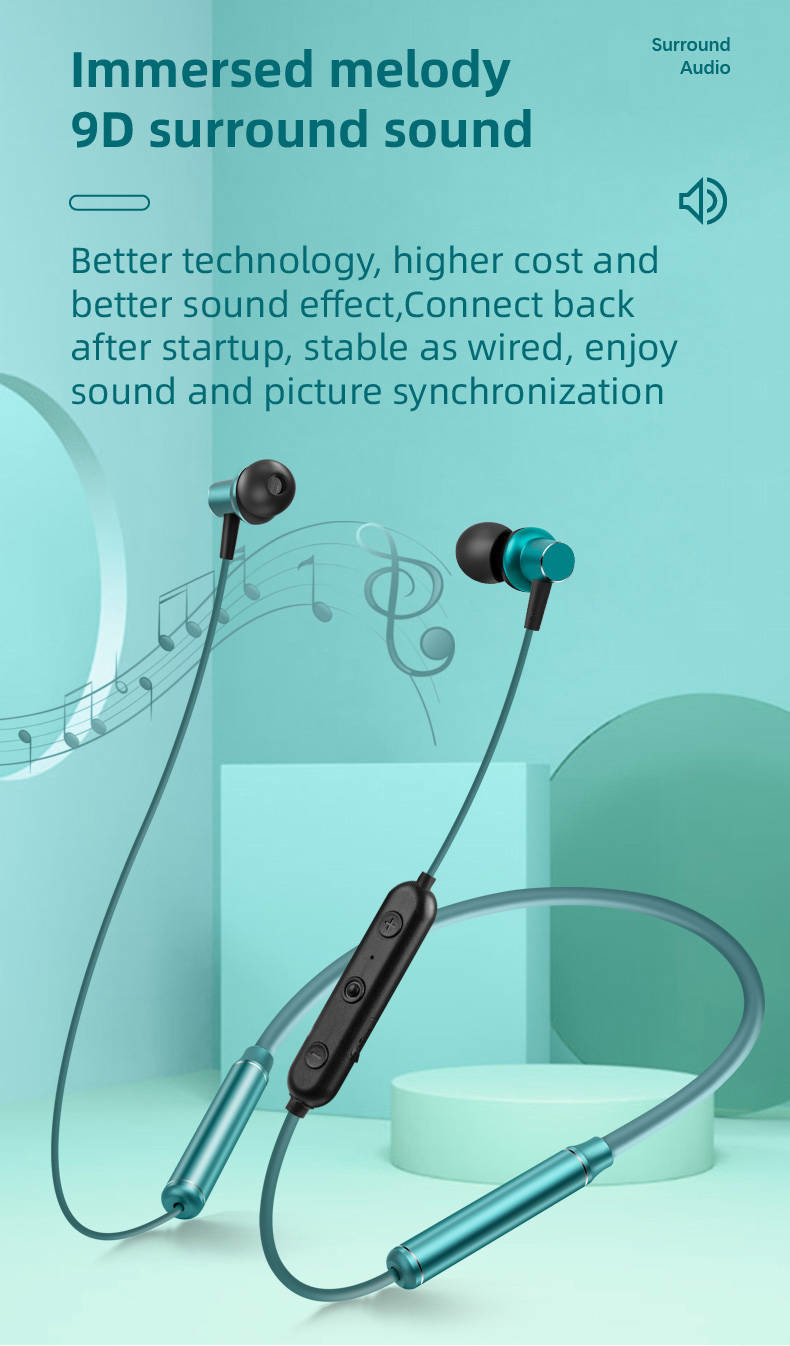 Wireless Bluetooth Neckband Earbuds HD Stereo Sound Noise Canceling Headset